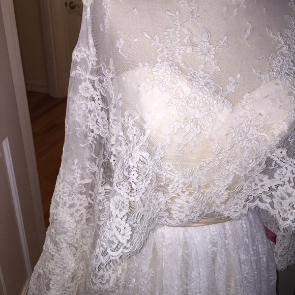 PRONOVIAS Poncho Off White, One Size - Picture 3 of 9